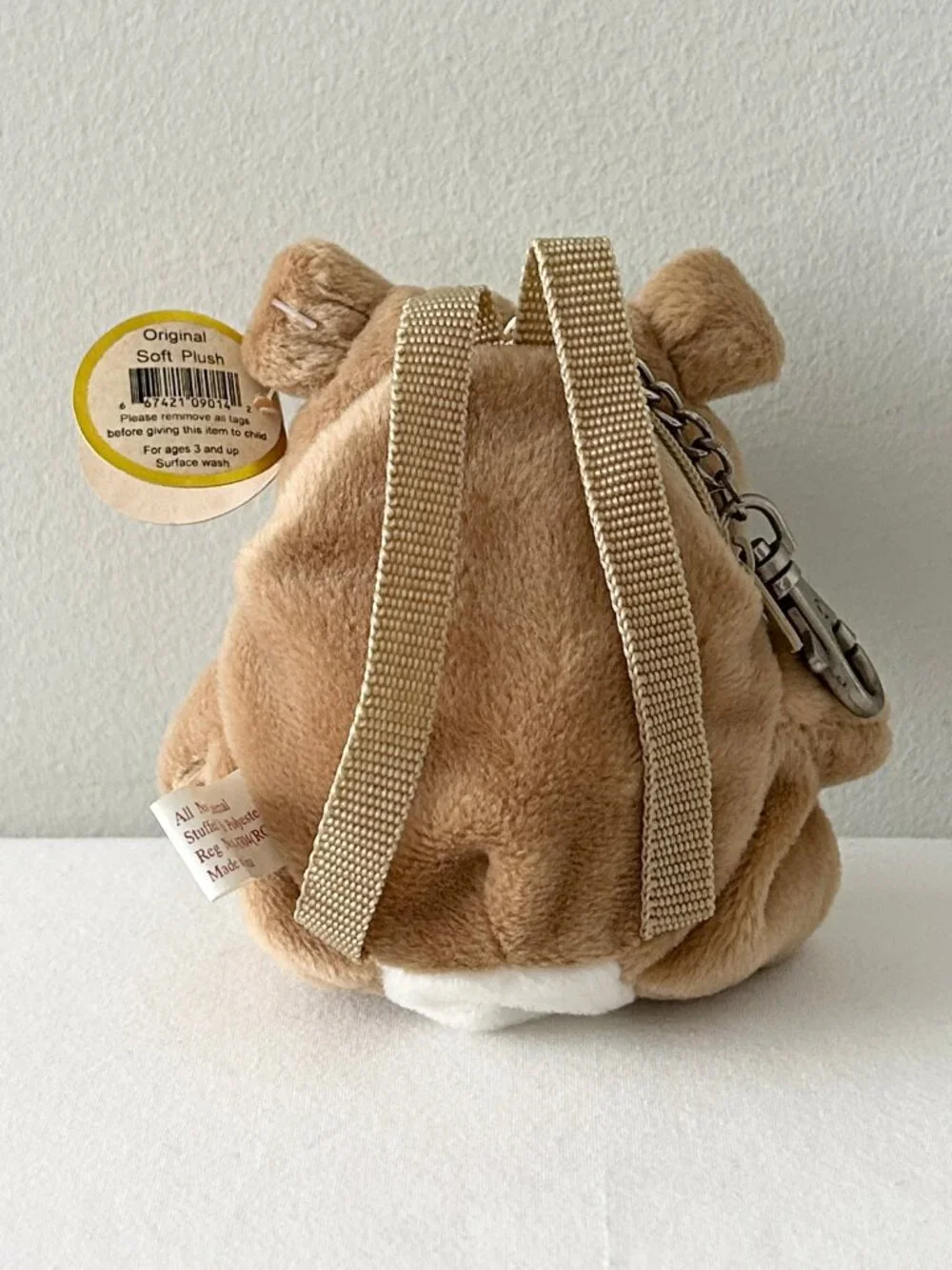 Vintage Bulldog Coin Purse Plush 5” Dog Backpack Belt Bag Charm Key Chain NOS